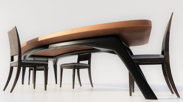 Interieur met zachte, afgeronde meubels in Neotenic-stijl